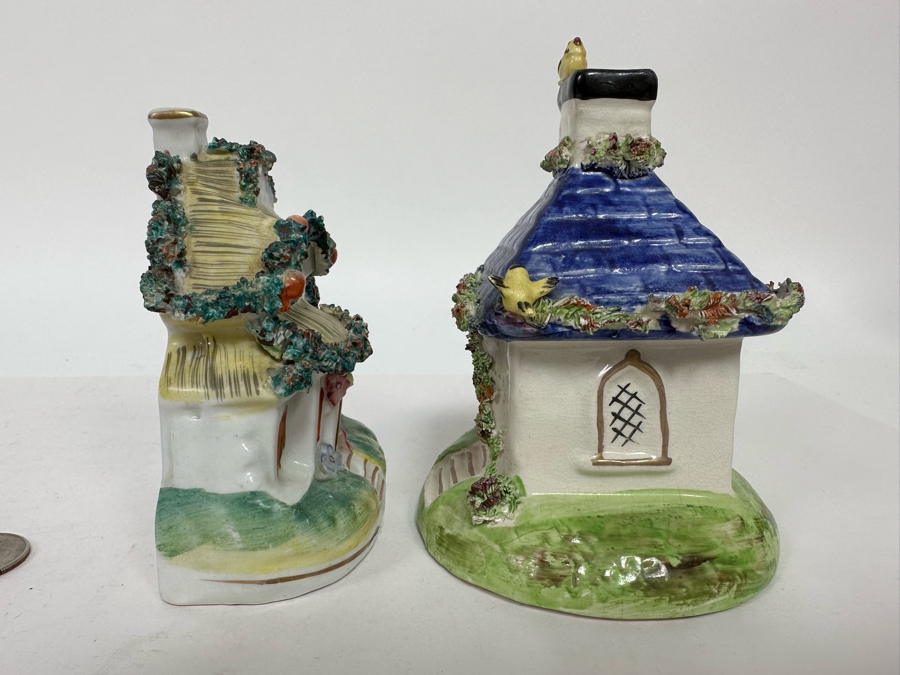 Pair Of Antique 1880s English Cottage Figurines 4W X 4.5H [Photo 6]