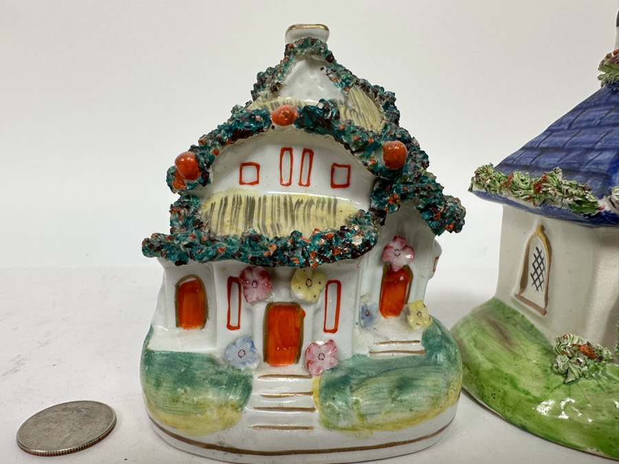 Pair Of Antique 1880s English Cottage Figurines 4W X 4.5H [Photo 4]