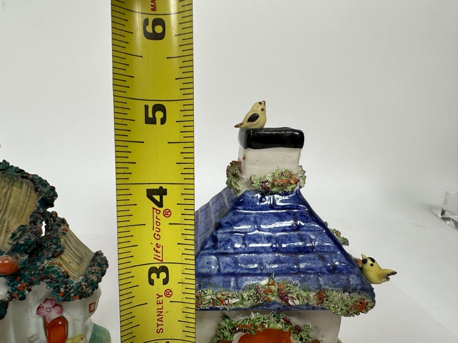 Pair Of Antique 1880s English Cottage Figurines 4W X 4.5H [Photo 13]