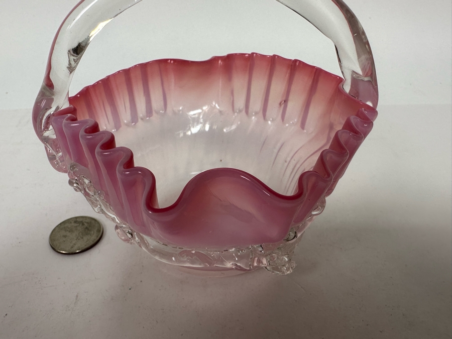 Vintage Art Glass Basket 5W X 5.5H [Photo 5]