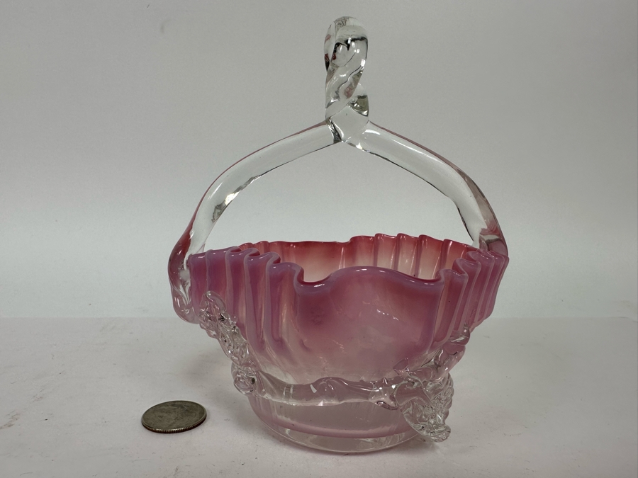 Vintage Art Glass Basket 5W X 5.5H [Photo 2]