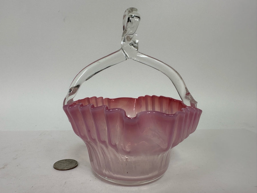 Vintage Art Glass Basket 5W X 5.5H [Photo 7]