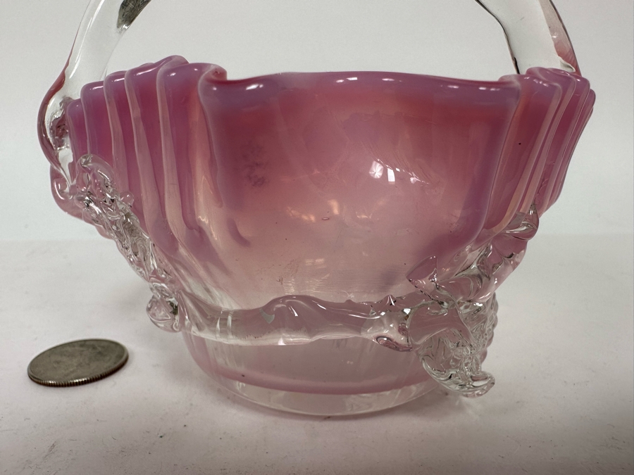 Vintage Art Glass Basket 5W X 5.5H [Photo 4]