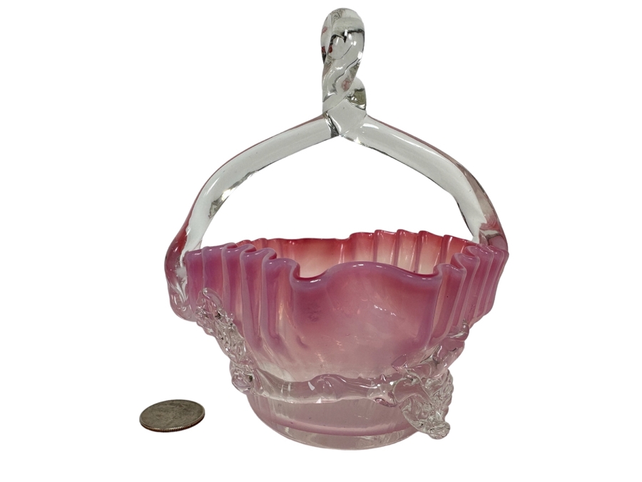Vintage Art Glass Basket 5W X 5.5H [Photo 1]