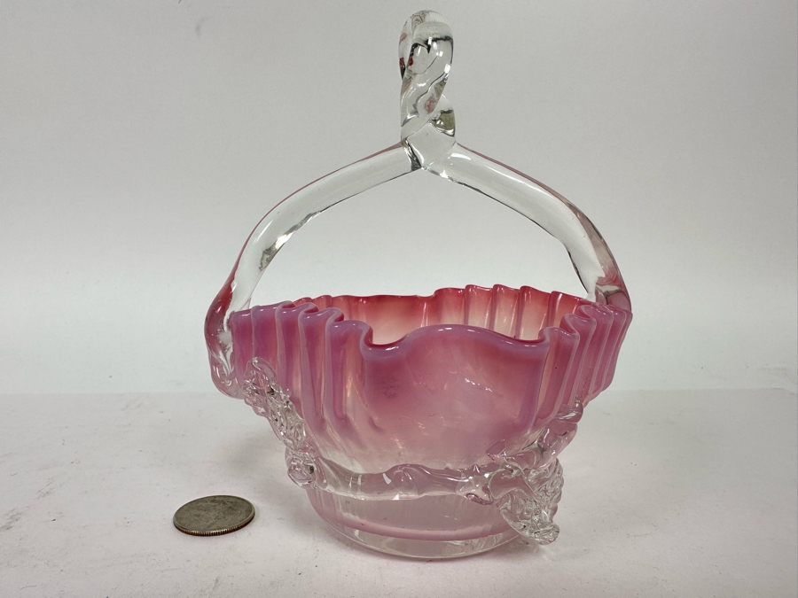 Vintage Art Glass Basket 5W X 5.5H [Photo 3]