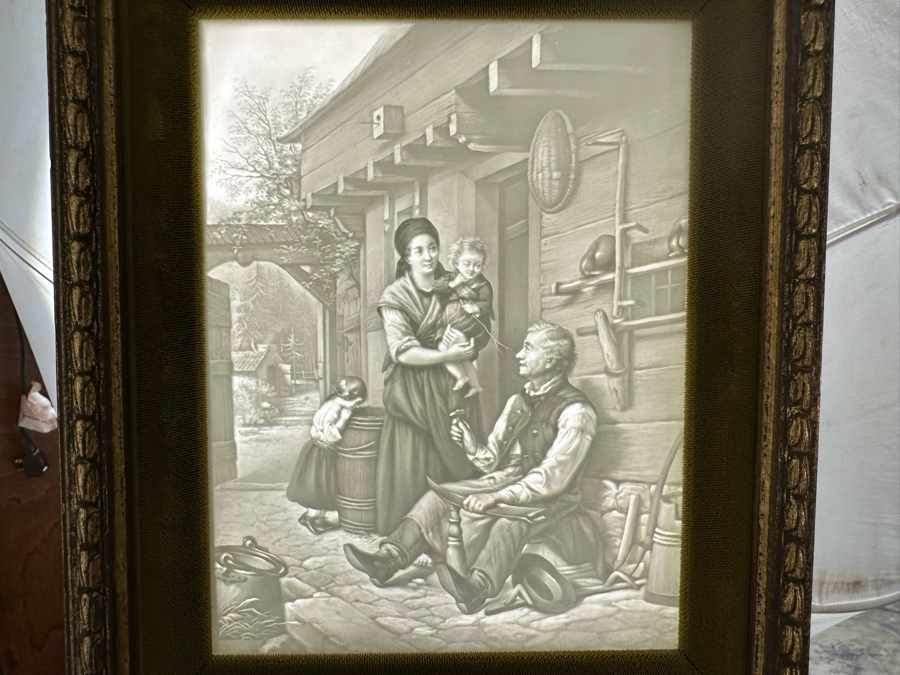 Antique PPM Porcelain Lithophane 3D Artwork Panel 682 Have To Hold Up To Light To See Image 9.5H [Photo 4]