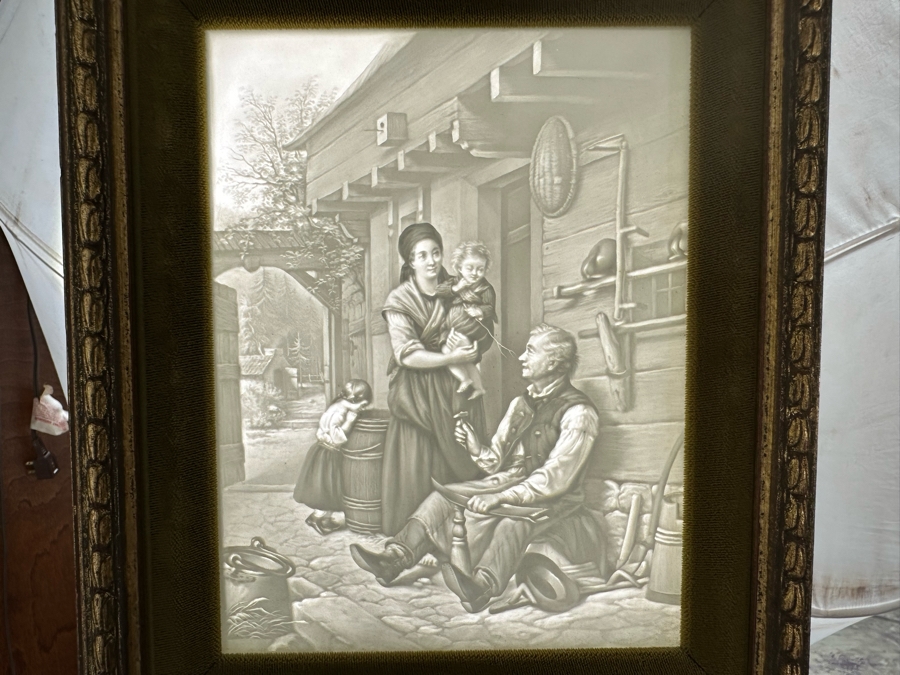 Antique PPM Porcelain Lithophane 3D Artwork Panel 682 Have To Hold Up To Light To See Image 9.5H [Photo 3]