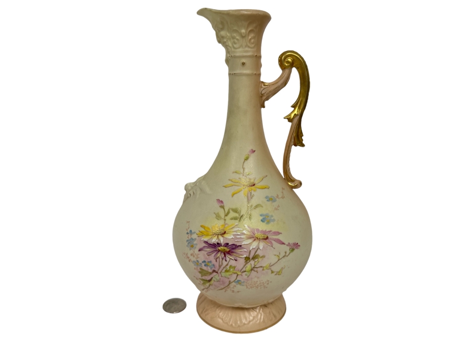 Vintage Hand Painted Ewer Pitcher Made In Austria 11H