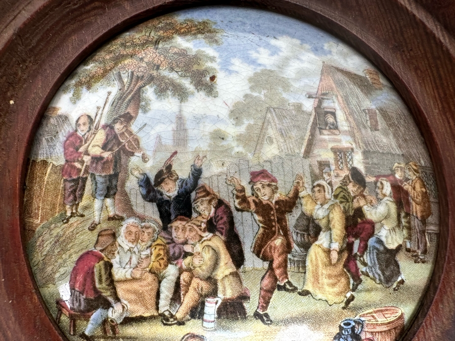 Antique 1857 Artist Signed Ridgway Co Pottery Lid The Village Wedding Teniers Pinx 4W [Photo 7]