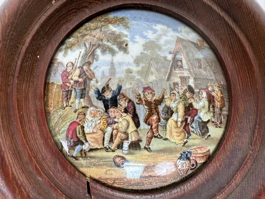 Antique 1857 Artist Signed Ridgway Co Pottery Lid The Village Wedding Teniers Pinx 4W [Photo 8]