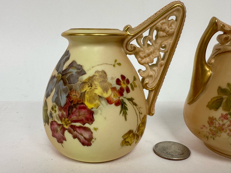 Pair Of Antique Royal Worcester England Hand Painted Serving Pieces 4.5H [Photo 6]