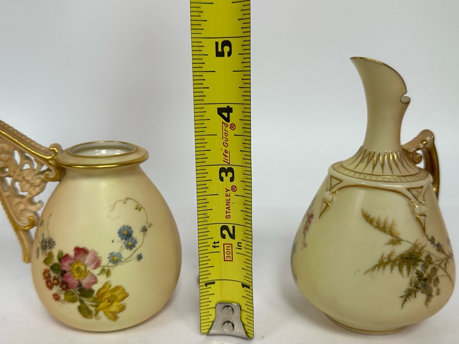 Pair Of Antique Royal Worcester England Hand Painted Serving Pieces 4.5H [Photo 12]