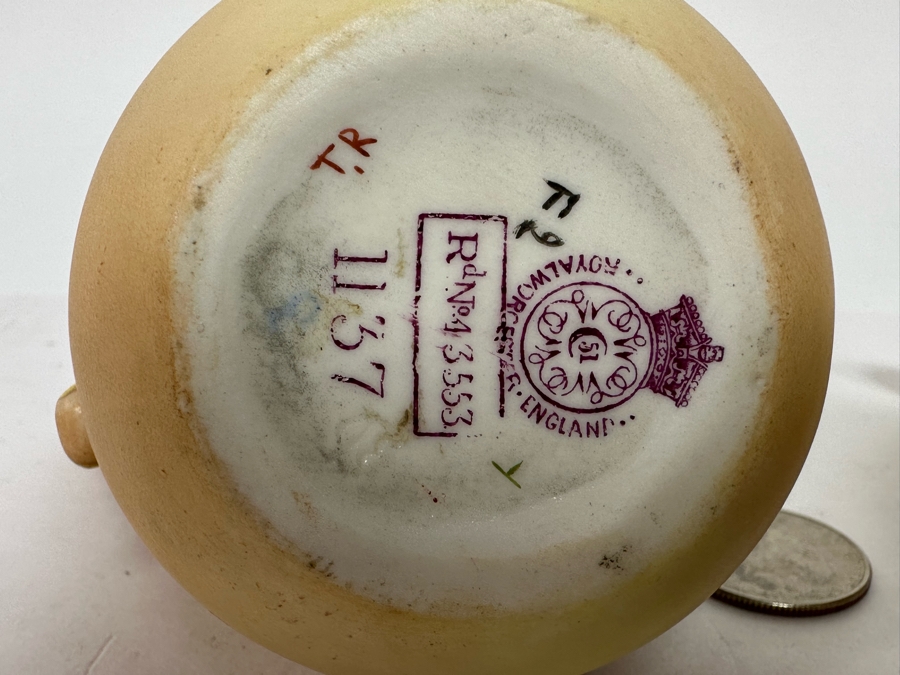 Pair Of Antique Royal Worcester England Hand Painted Serving Pieces 4.5H [Photo 10]