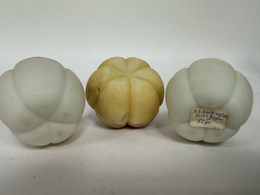 Three Antique Hand Painted Mt. Washington Glass Tomato Melon Salt & Pepper Shakers [Photo 8]