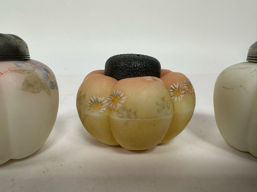Three Antique Hand Painted Mt. Washington Glass Tomato Melon Salt & Pepper Shakers [Photo 4]