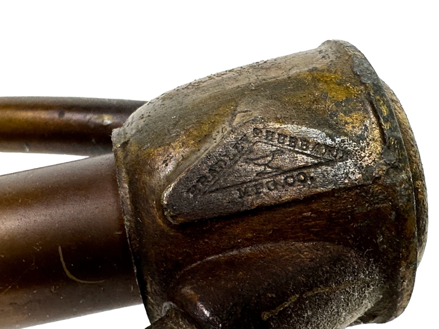 Antique Original Bradley & Hubbard Signed Bronze Table Lamp With Slag Glass Shade [Photo 3]