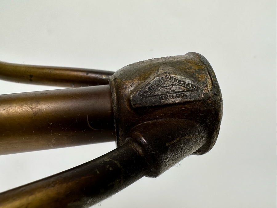 Antique Original Bradley & Hubbard Signed Bronze Table Lamp With Slag Glass Shade [Photo 18]