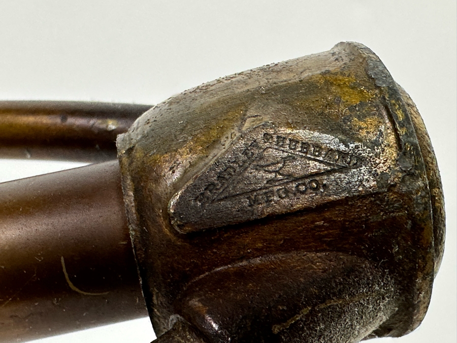 Antique Original Bradley & Hubbard Signed Bronze Table Lamp With Slag Glass Shade [Photo 20]