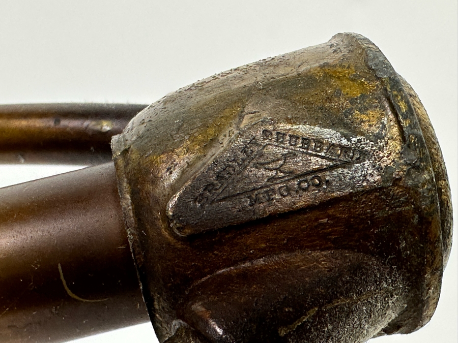 Antique Original Bradley & Hubbard Signed Bronze Table Lamp With Slag Glass Shade [Photo 19]