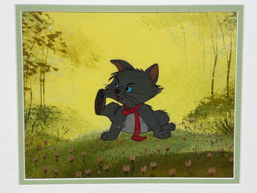 Vintage The Aristocats Berlioz Production Cell (Walt Disney, 1970) Has Some Cracking On Cat - See Photos 9.5 X 8 Framed 17 X 15 [Photo 2]