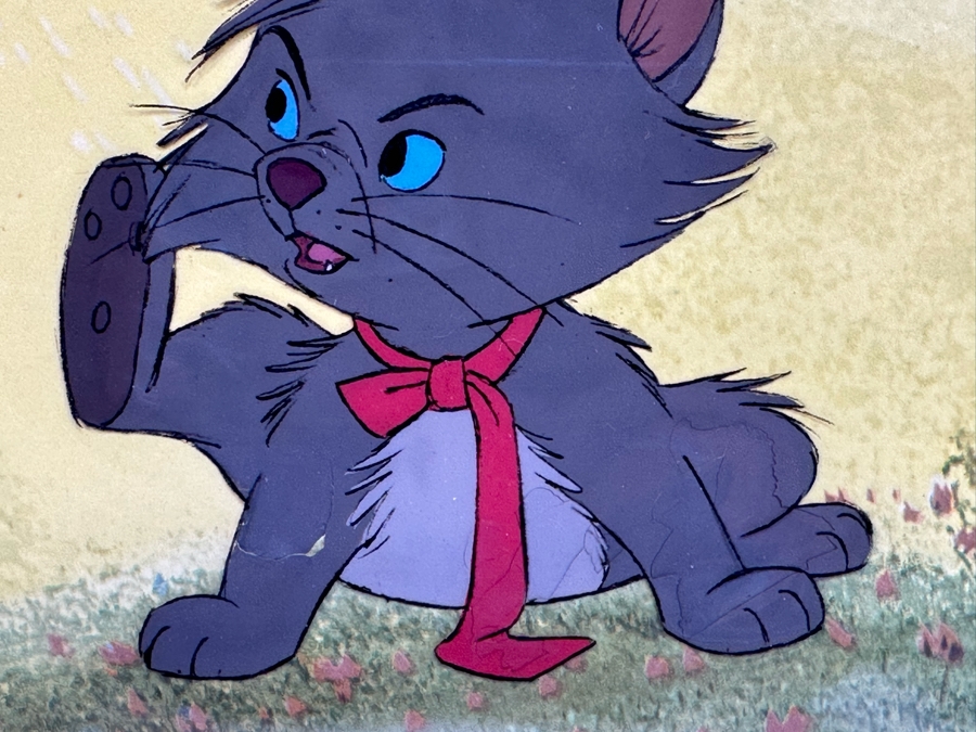 Vintage The Aristocats Berlioz Production Cell (Walt Disney, 1970) Has Some Cracking On Cat - See Photos 9.5 X 8 Framed 17 X 15 [Photo 5]