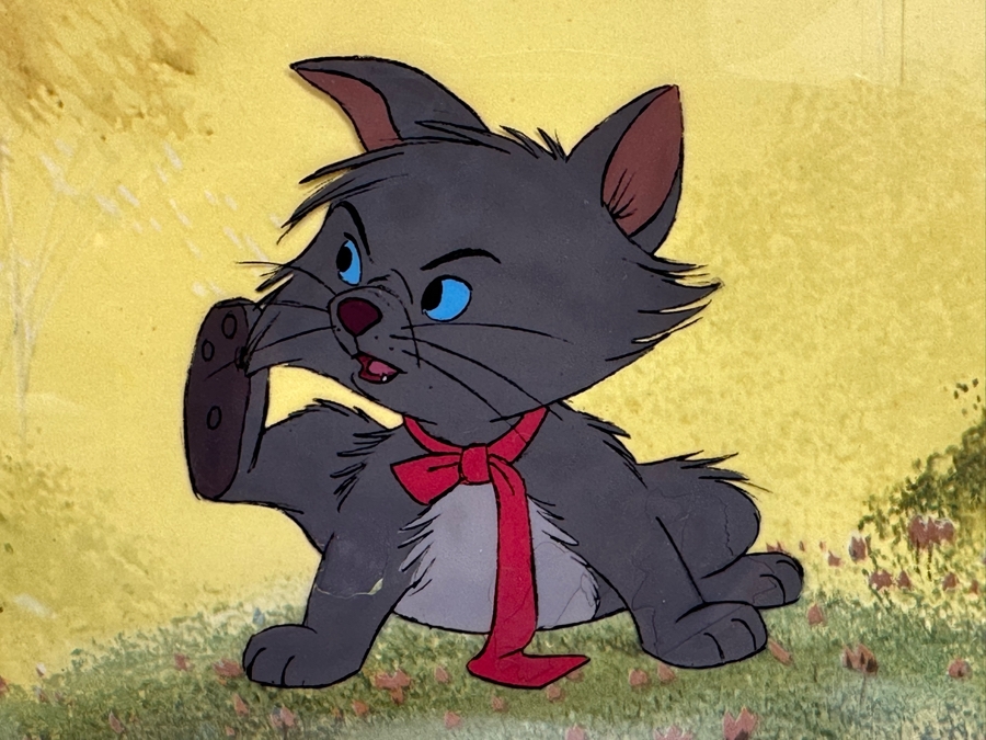 Vintage The Aristocats Berlioz Production Cell (Walt Disney, 1970) Has Some Cracking On Cat - See Photos 9.5 X 8 Framed 17 X 15 [Photo 6]