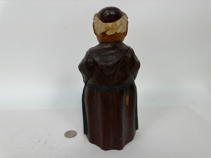 Vintage Carved Wooden Monk Friar Bottle 9.5H [Photo 8]