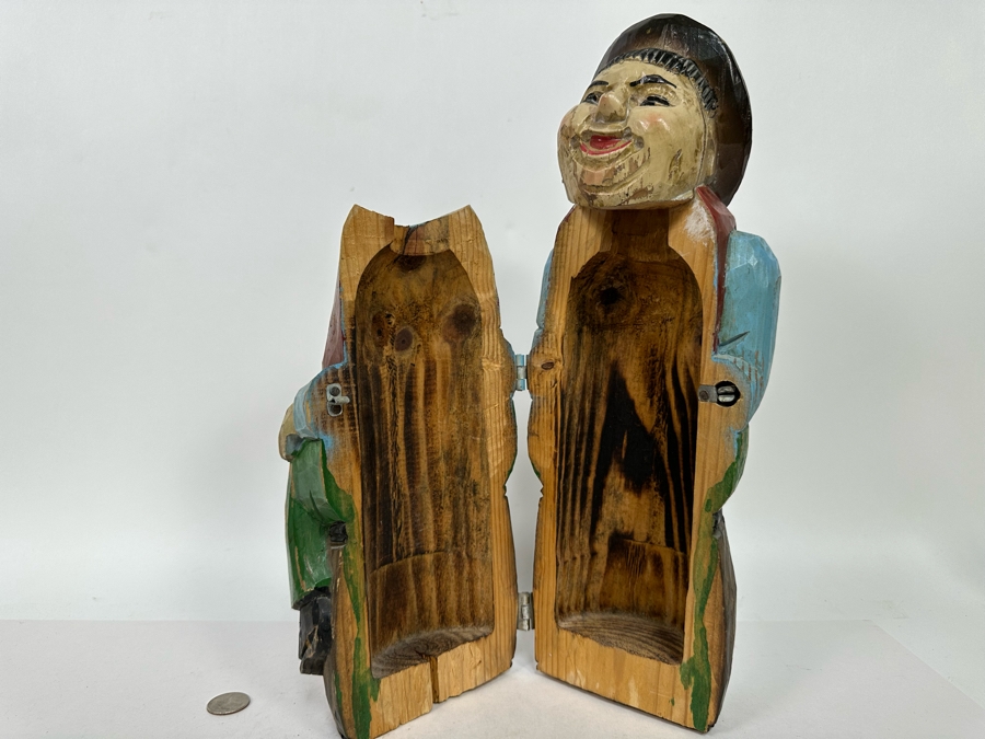 Hand Carved Hand Painted Wooden Wine Bottle Holder 16H [Photo 2]