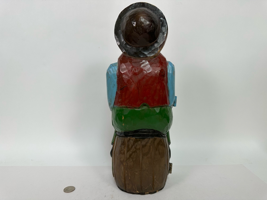 Hand Carved Hand Painted Wooden Wine Bottle Holder 16H [Photo 7]