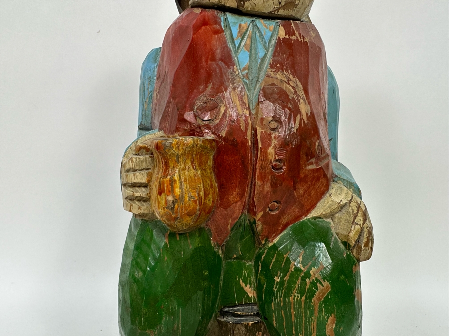 Hand Carved Hand Painted Wooden Wine Bottle Holder 16H [Photo 6]