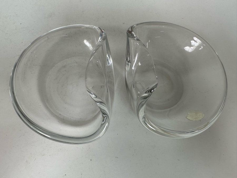 Pair Of Norwegian BDS Bergen Line Cruise Ship Crystal Glass Ashtray Trinket Dishes 4.5W X 3.5D [Photo 2]