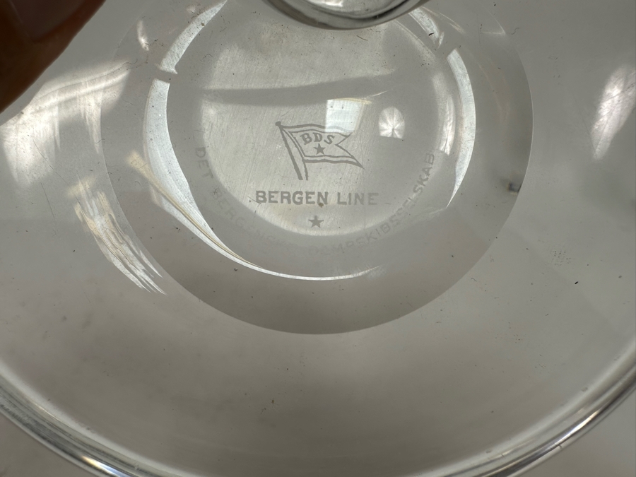 Pair Of Norwegian BDS Bergen Line Cruise Ship Crystal Glass Ashtray Trinket Dishes 4.5W X 3.5D [Photo 4]