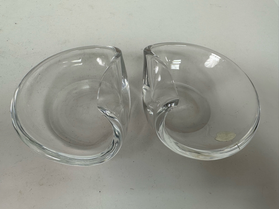 Pair Of Norwegian BDS Bergen Line Cruise Ship Crystal Glass Ashtray Trinket Dishes 4.5W X 3.5D [Photo 3]