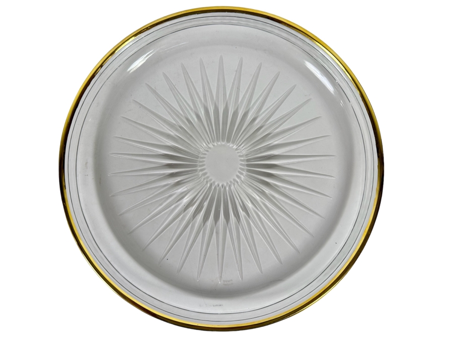Marquis By Waterford Crystal Round Tray With Gold Rim 11.5R