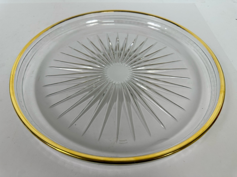 Marquis By Waterford Crystal Round Tray With Gold Rim 11.5R [Photo 4]