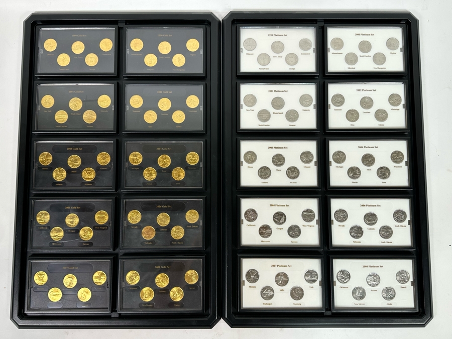 Collection Of Gold Plated And Platinum Plated Mint Quarter Sets From 1999-2008 [Photo 2]