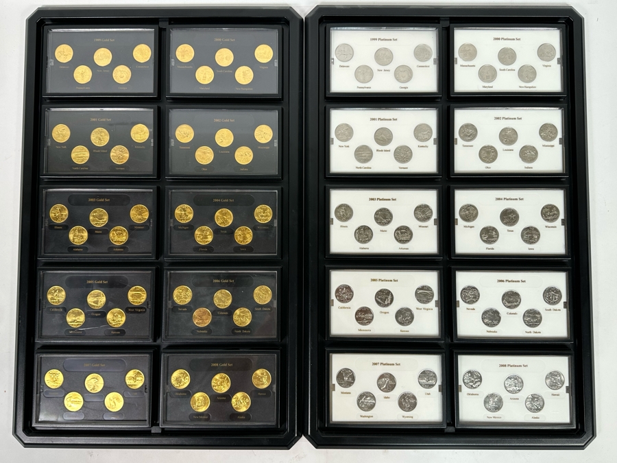 Collection Of Gold Plated And Platinum Plated Mint Quarter Sets From 1999-2008 [Photo 3]