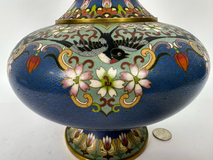 Stunning Vintage Chinese Cloisonne Vase 12H [Photo 6]
