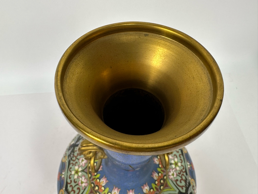 Stunning Vintage Chinese Cloisonne Vase 12H [Photo 14]