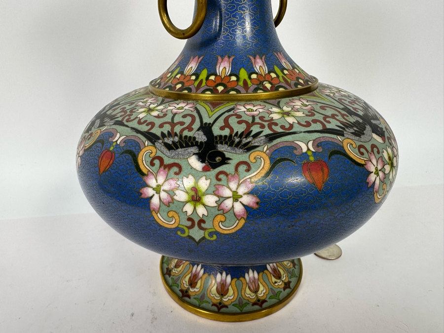 Stunning Vintage Chinese Cloisonne Vase 12H [Photo 12]