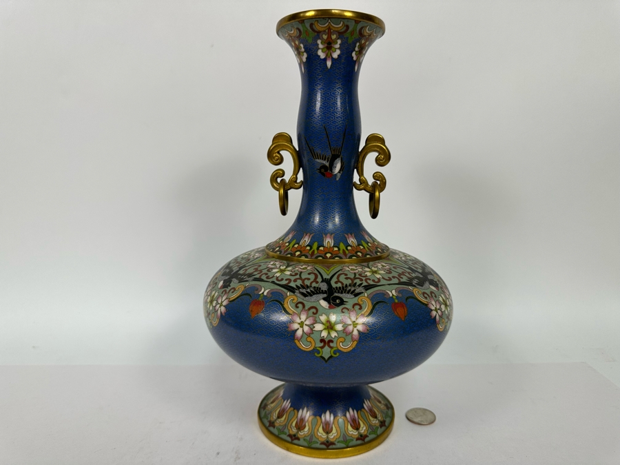 Stunning Vintage Chinese Cloisonne Vase 12H [Photo 13]