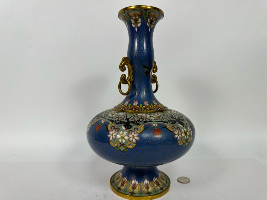 Stunning Vintage Chinese Cloisonne Vase 12H [Photo 10]