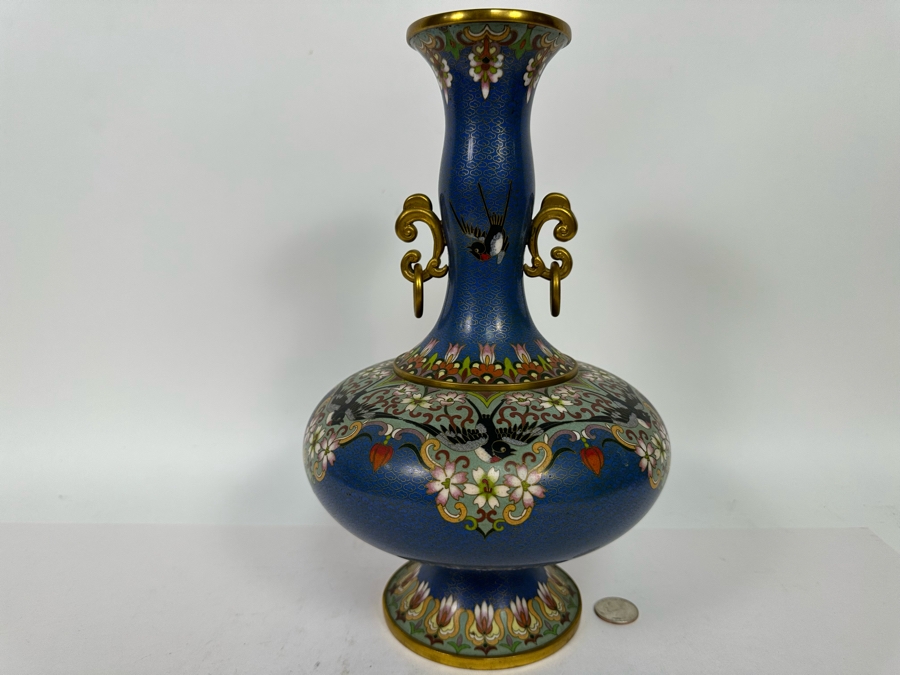 Stunning Vintage Chinese Cloisonne Vase 12H [Photo 4]