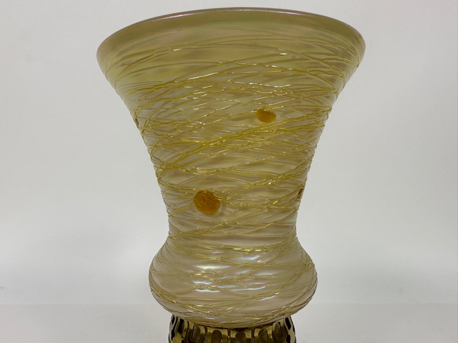 Vintage Brass Table Lamp With Glass Shade 9H [Photo 5]