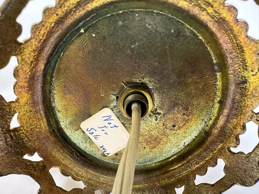 Vintage Brass Table Lamp With Glass Shade 9H [Photo 12]