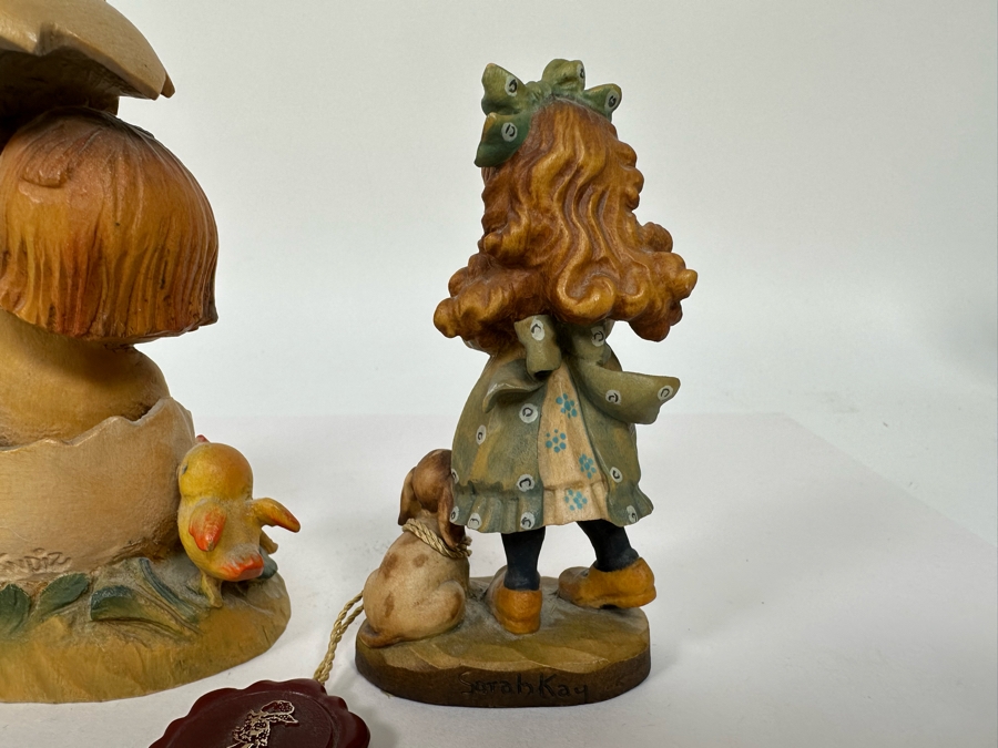 Three Vintage Ferrandiz Anri Wooden Figurines And One Vintage Limited Edition Anri Sarah Kay Wooden Figurine 4.5H - 6H [Photo 12]