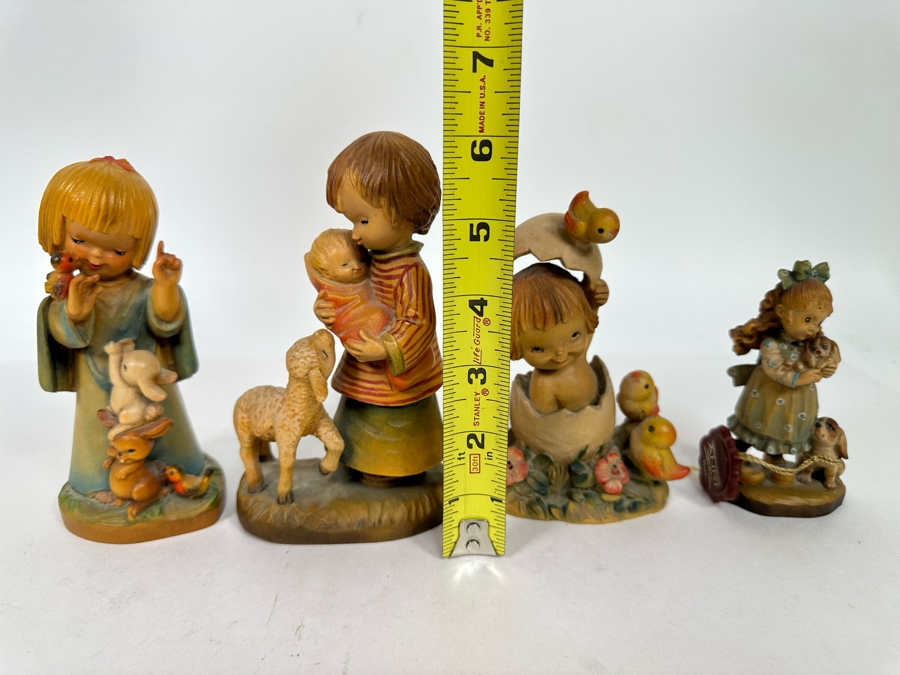 Three Vintage Ferrandiz Anri Wooden Figurines And One Vintage Limited Edition Anri Sarah Kay Wooden Figurine 4.5H - 6H [Photo 20]