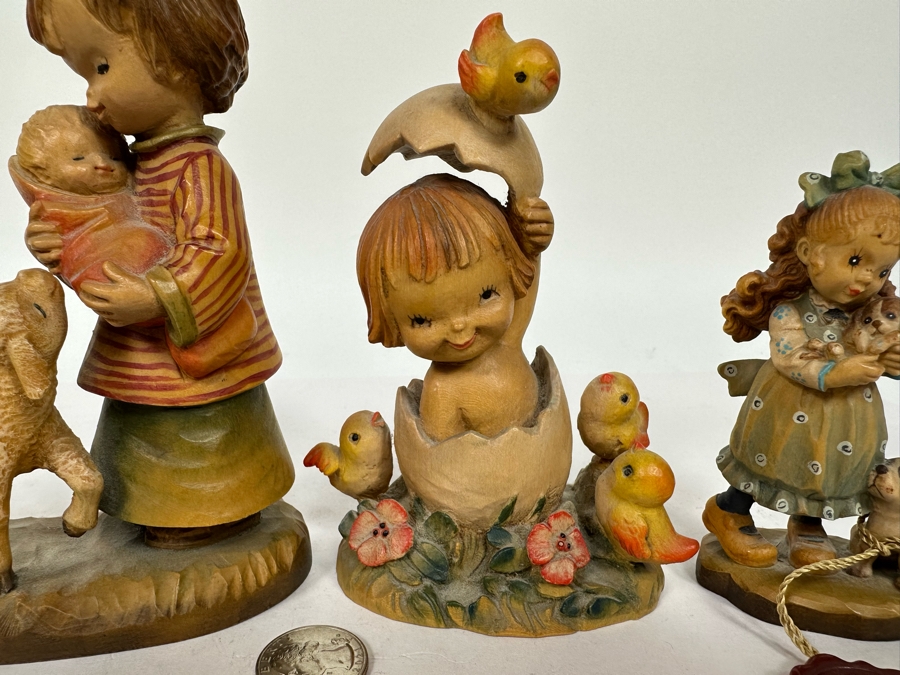 Three Vintage Ferrandiz Anri Wooden Figurines And One Vintage Limited Edition Anri Sarah Kay Wooden Figurine 4.5H - 6H [Photo 4]