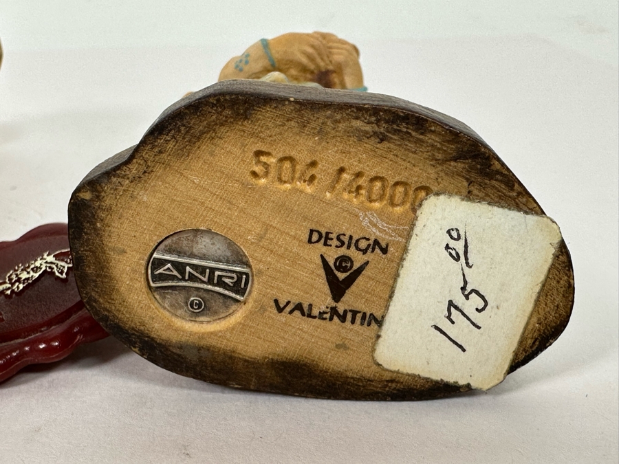 Three Vintage Ferrandiz Anri Wooden Figurines And One Vintage Limited Edition Anri Sarah Kay Wooden Figurine 4.5H - 6H [Photo 16]