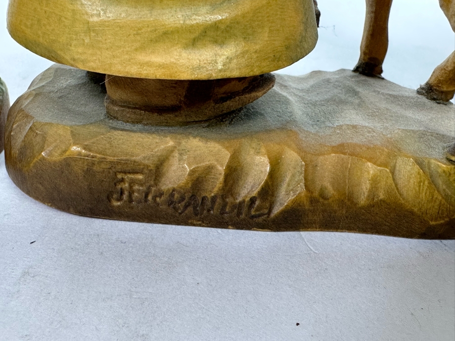 Three Vintage Ferrandiz Anri Wooden Figurines And One Vintage Limited Edition Anri Sarah Kay Wooden Figurine 4.5H - 6H [Photo 14]